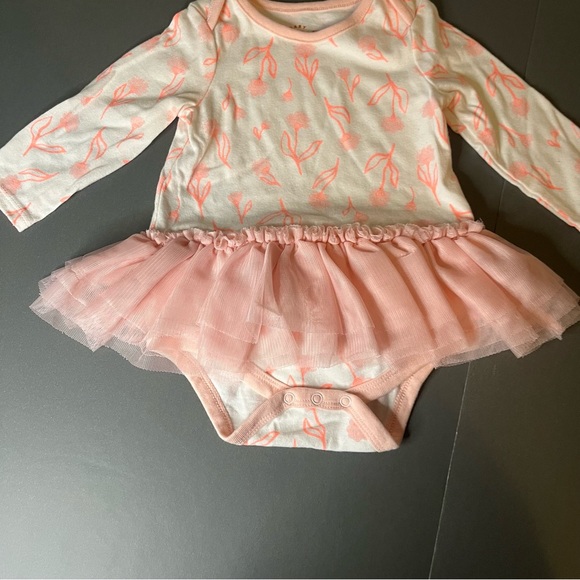 Cat & Jack 3-6 Months Long Sleeve Floral Print Tutu Shirt Bodysuit White Pink - Picture 9 of 9